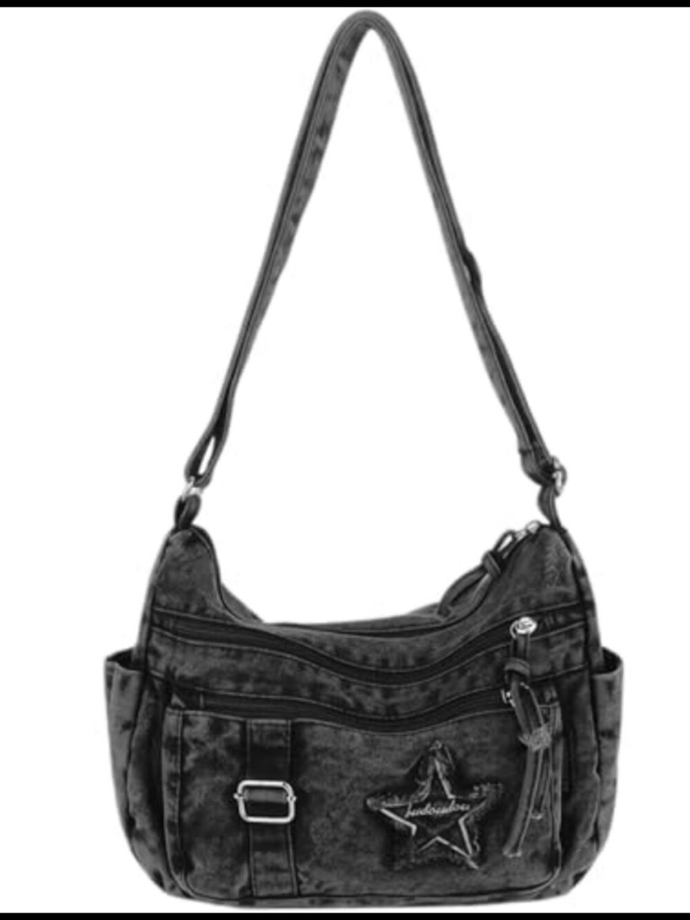 Denim Crossbody Bag Cute Y2K Purse Vintage Grunge Multi Pocket Handbag